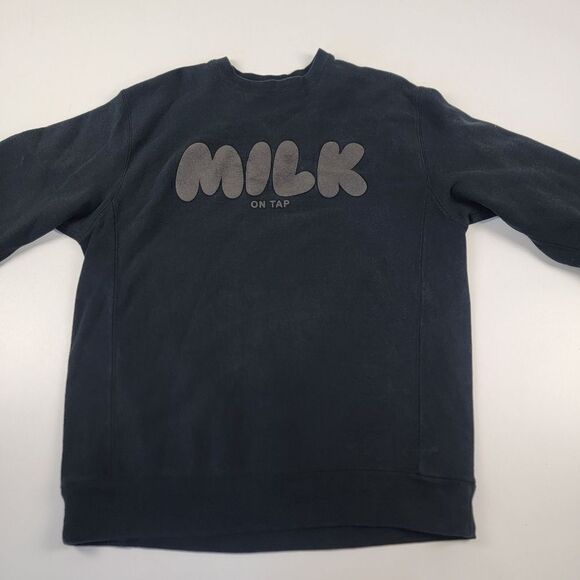 The Little Milk Bar Black Crewneck Sweatshirt Milk On Tap Womens Size XL L/S - Picture 3 of 12
